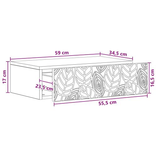 Стенен страничен масичка Бяло 59 x 34,5 x 17 см