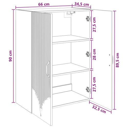 Стенно шкафче Бяло 66 x 34,5 x 90 см Инженерна дървесина