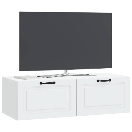 Стенно монтиран ТВ шкаф Монтиране на стена Бяло 98 x 41 x 30 см
