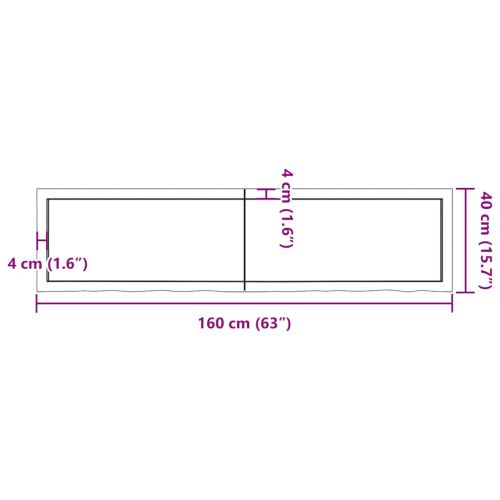 Плот за маса светлокафяв 160x40x(2-4) см обработен масивен дъб