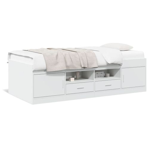 Дневно легло с чекмеджета, без матрак, бяло 90x200 см