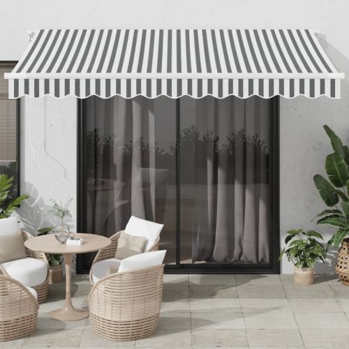 Автоматично прибираща се тента, антрацит и бял, 350x250 см