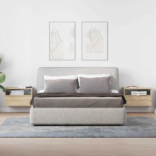 Нощни шкафчета за стенен монтаж, 2 бр, сонома дъб, 45x26x28,5см