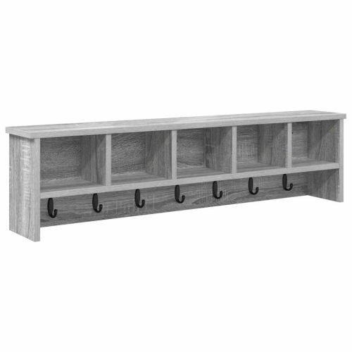 Стенен закачалка за палта с рафт Сив Сонома 100 x 16 x 26 см