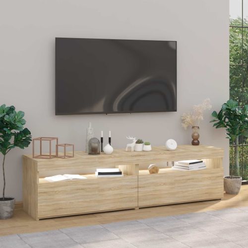 ТВ шкафове, 2 бр, с LED осветление, дъб сонома, 75x35x40 см