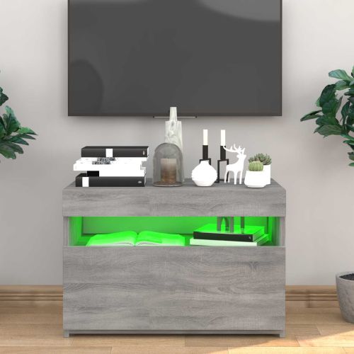 ТВ шкаф с LED осветление, сив сонома, 60x35x40 см