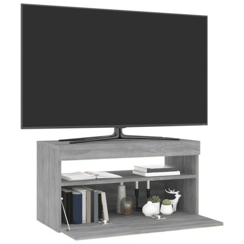 ТВ шкаф с LED осветление, сив сонома, 75x35x40 см