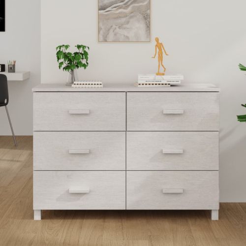 Сайдборд HAMAR, бял, 113x40x80 см, борово дърво масив