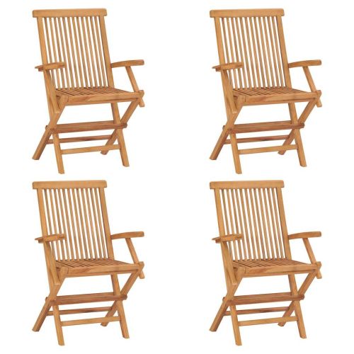 Градински трапезен комплект, 5 части, тиково дърво масив