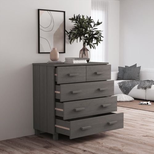 Сайдборд HAMAR светлосив 79x40x80 см борово дърво масив
