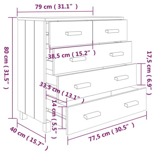 Сайдборд HAMAR светлосив 79x40x80 см борово дърво масив