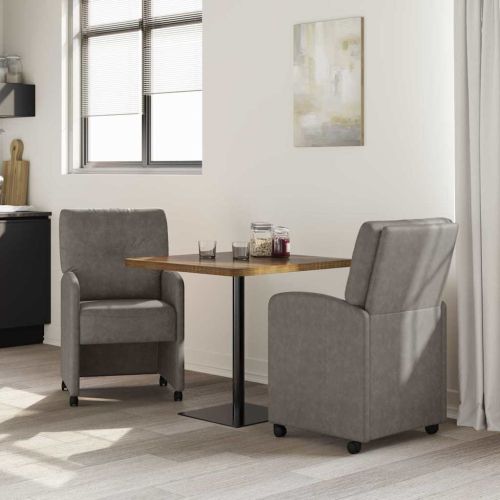 Столове с Колела с колела 2 pcs Сив 57 x 67 x 95 см Изкуствена