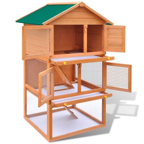 Външна дървена клетка за зайци, 3 нива