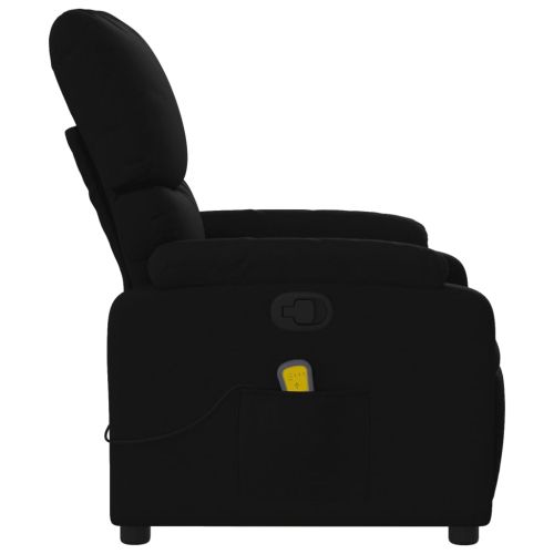 Масажен фотьойл с регулируема облегалка, черен, плат
