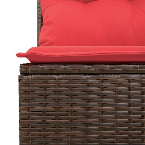 Градински комплект дивани с възглавници, 7 части, кафяв, полиратан