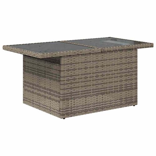 Градински комплект дивани с възглавници, 9 части, сив, полиратан