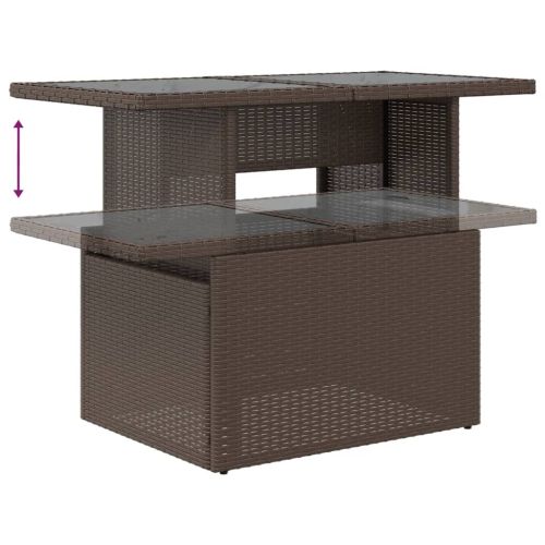 Градински комплект дивани с възглавници, 9 части, кафяв, полиратан