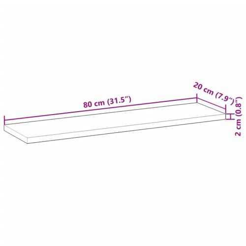 Плаващ рафт 80x20x2 см, необработен масив, акация