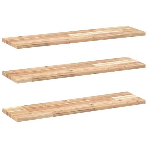 Плаващи рафтове, 3 бр., 80x20x2 см, необработена масивна акация
