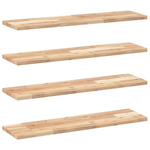 Плаващи рафтове, 4 бр., 100x20x2 см, необработена масивна акация