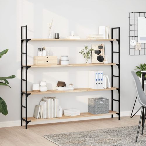 Плаващи рафтове, 4 бр., 120x20x2 см, необработена масивна дървесина, акация