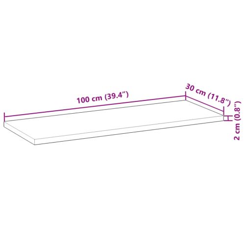 Плаващ рафт 100x30x2 см, необработен масив, акация