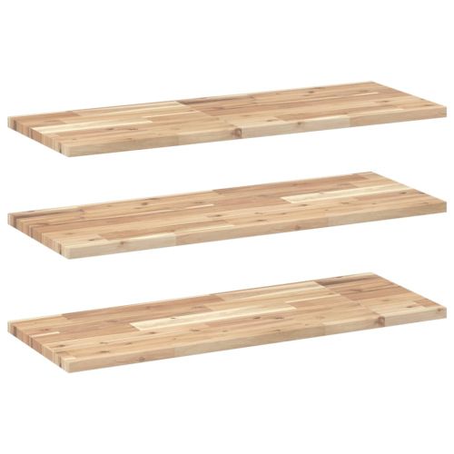 Плаващи рафтове, 3 бр., 100x30x2 см, необработена масивна дървесина, акация