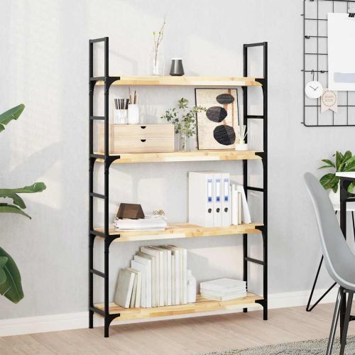 Плаващи рафтове, 4 бр., 100x20x4 см, необработена масивна дървесина, акация