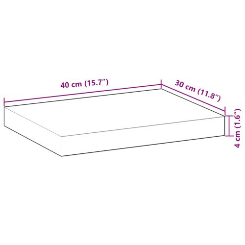 Плаващ рафт 40x30x4 см, необработен масив, акация