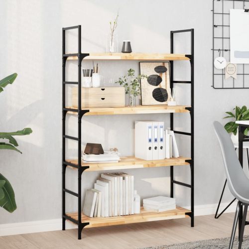 Плаващи рафтове, 4 бр., 100x30x4 см, необработена масивна дървесина, акация