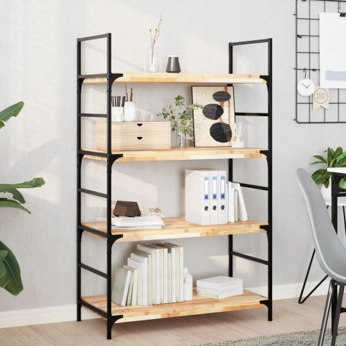 Плаващи рафтове, 4 бр., 100x40x4 см, необработена масивна дървесина, акация