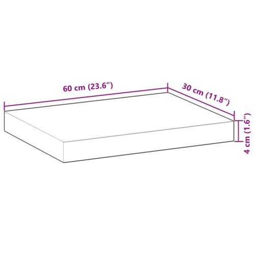 Плаващ рафт 60x30x4 см, маслено обработен, масивна дървесина, акация