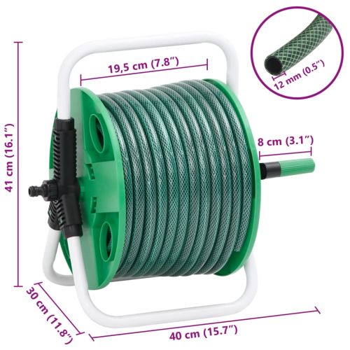 Свободностояща зелена макара за маркуч с 20 м PVC маркуч