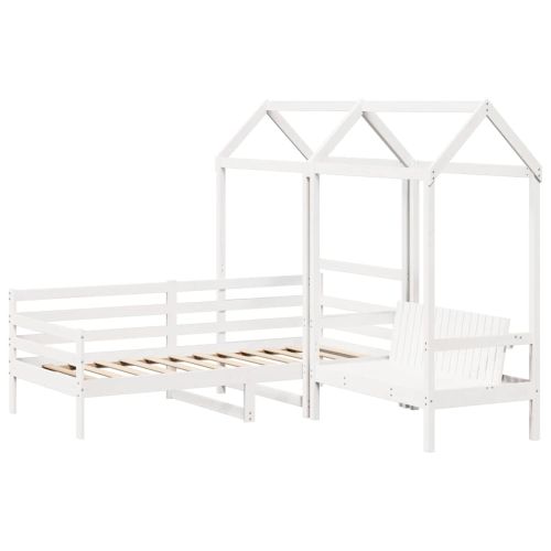 Комплект кушетка и пейка с покрив без матрак, бяло, 80x200 см