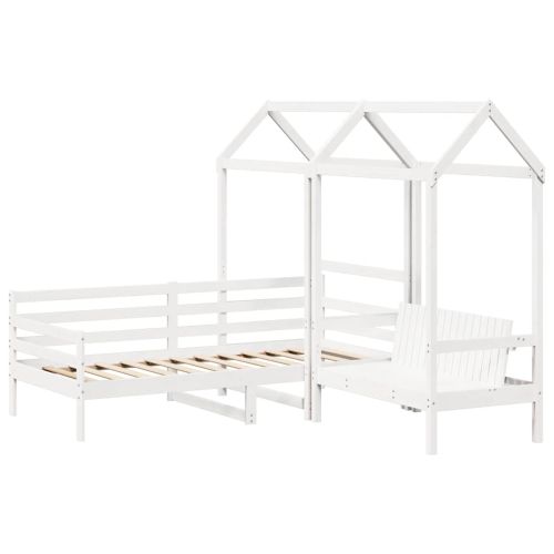 Комплект кушетка и пейка с покрив без матрак, бяло, 80x200 см