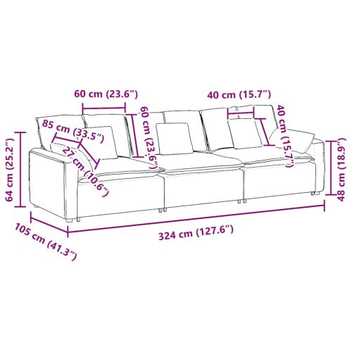 Модулен диван с възглавници, жълт
