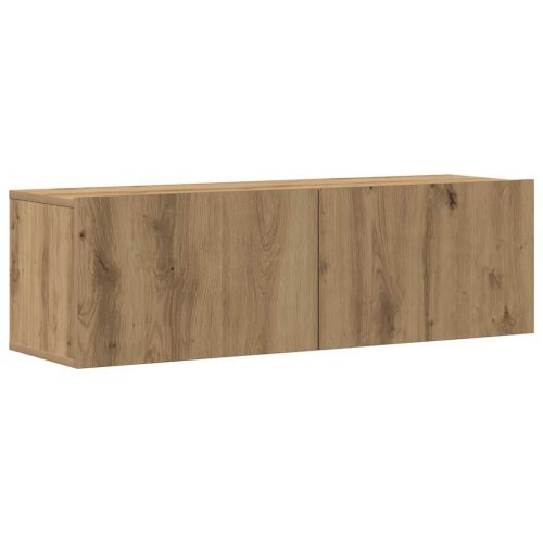 Комплект стенен ТВ шкаф, 4 части, дъбов, 100x30x30 см