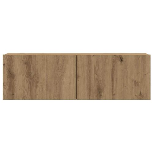 Комплект стенен ТВ шкаф, 4 части, дъбов, 100x30x30 см