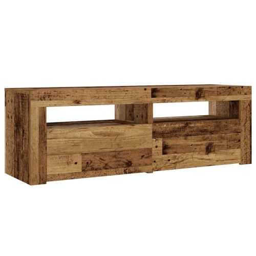 Нощни шкафчета 2 бр. с LED осветление, старо дърво, 60x35x40 см