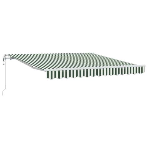Прибираща се тента Зелен и бял 350 x 250 cm Тъкан и алуминий