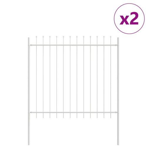 Градска ограда 2 pcs Бяло 3,4 x 1,5 м Прахово боядисана стомана