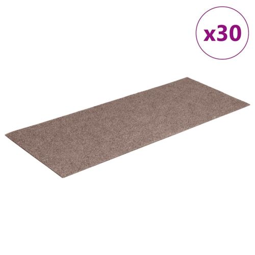 Изтривалки за стълби, самозалепващи се, 30 бр., 60x25 см, светлокафяви, правоъгълни