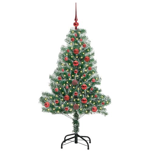Изкуствена коледна елха със сняг и LED светлина 120 cm