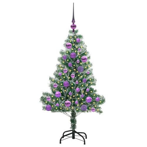 Изкуствена коледна елха със сняг и LED светлина 120 cm