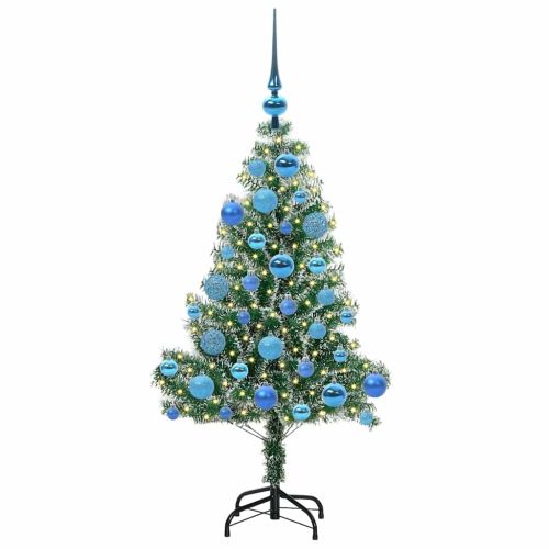 Изкуствена коледна елха със сняг и LED светлина 120 cm