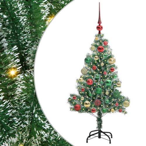 Изкуствена коледна елха със сняг и LED светлина 120 cm
