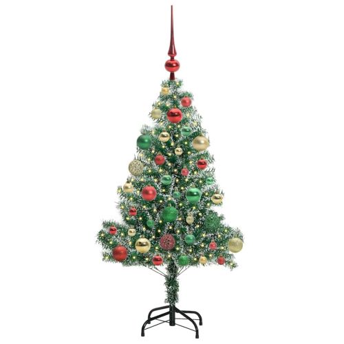 Изкуствена коледна елха със сняг и LED светлина 120 cm