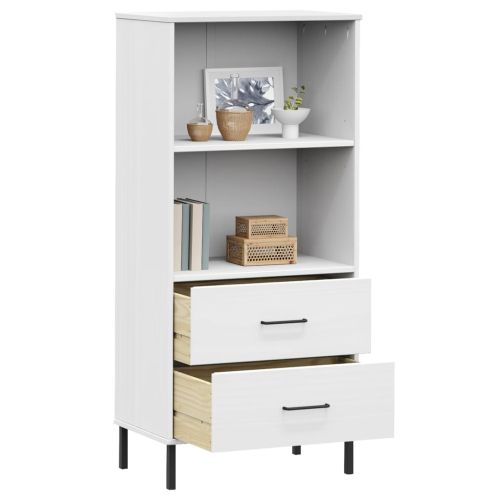 Библиотека с 2 чекмеджета бяла 60x35x128,5 см дърво масив OSLO