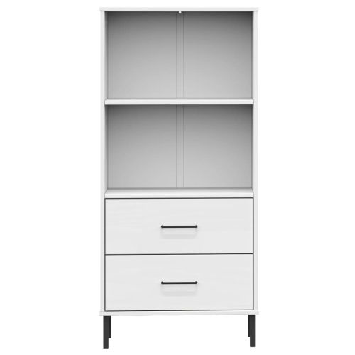 Библиотека с 2 чекмеджета бяла 60x35x128,5 см дърво масив OSLO