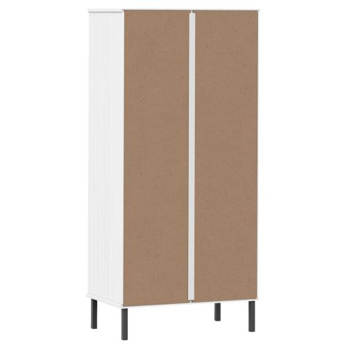 Библиотека с 2 чекмеджета бяла 60x35x128,5 см дърво масив OSLO